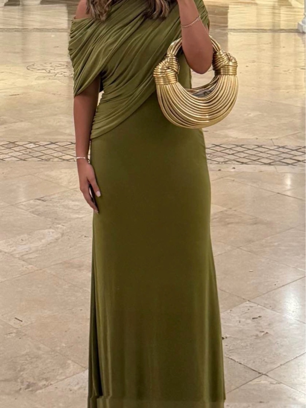 ASOS off the shoulder wrap dress